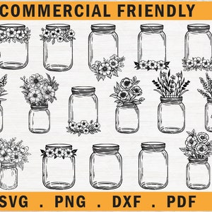 Bloemen mason jar bundel svg, bloemen mason jar svg, pot met wilde bloemen bundel svg, boeket bloemen svg, mason jar bloemen svg, boerderij svg
