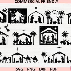 Nativity Scene making SVG bundle, Nativity Scene template,Nativity SVG Bundle,Christmas Nativity ornament silhouette,Nativity laser cut file