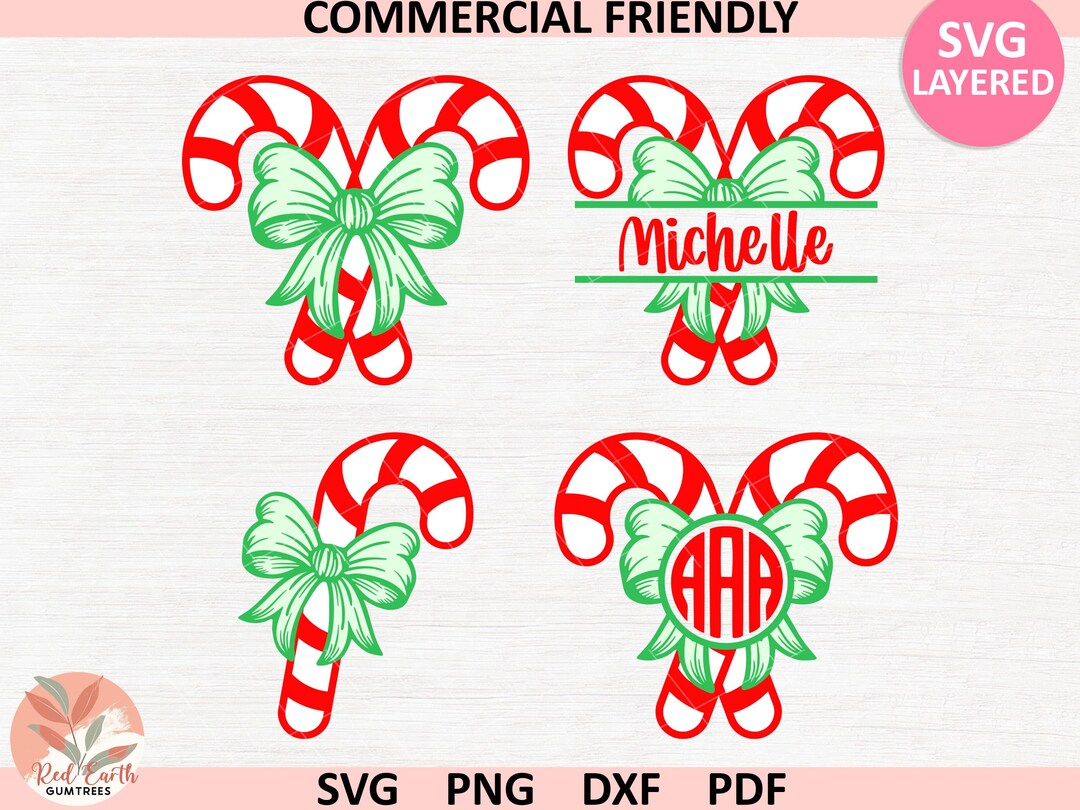 Coquette Bow Christmas Candycane Svg Bundle, Girly Christmas Candy Cane ...