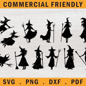 Heks Halloween bundel svg, heks silhouet svg, vliegende heks bundel svg, Halloween decor heks svg, heks silhouet sticker bundel svg, bezem