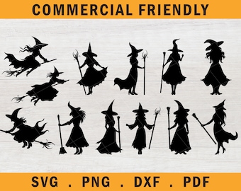 Witch Halloween bundle svg, witch silhouette svg,flying witch bundle svg, Halloween decor witch svg, witch silhouette decal bundle svg,broom