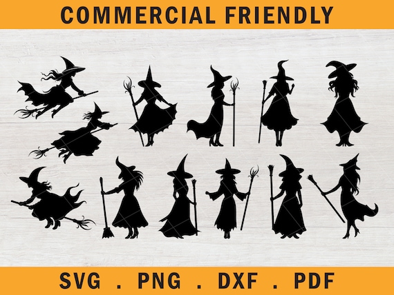 Witch Halloween bundle svg, witch silhouette svg,flying witch bundle svg, Halloween decor witch svg, witch silhouette decal bundle svg,broom