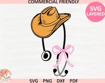 Western coquette Stethoscope SVG, cowgirl Nurse stethoscope SVG, Stethoscope Heart svg, girly bow stethoscope SVG,Doctor Svg,Nurse Clipart