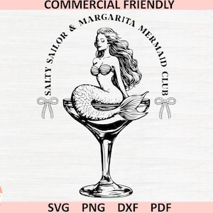Vintage Meerjungfrau SVG PNG, Retro Meerjungfrau-T-Shirt Sublimation, Ozean ästhetische Clipart, nautische Meeressirene geschnittene Datei, Cricut Silhouette Vektor 4