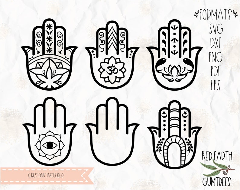 Download Art Collectibles Clip Art Cut File Png Hamsa Collection Dxf T Shirt Design Cutting Machine Silhouette Cameo Vinyl Decal Mandala Eps Cricut Svg Lotus Om