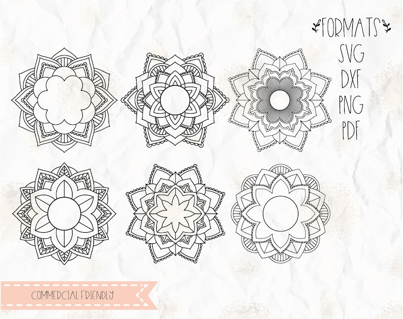 Download Mandala flower circle monogram frame SVG layered PNG | Etsy