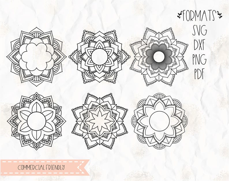 Download Mandala flower circle monogram frame SVG layered PNG | Etsy