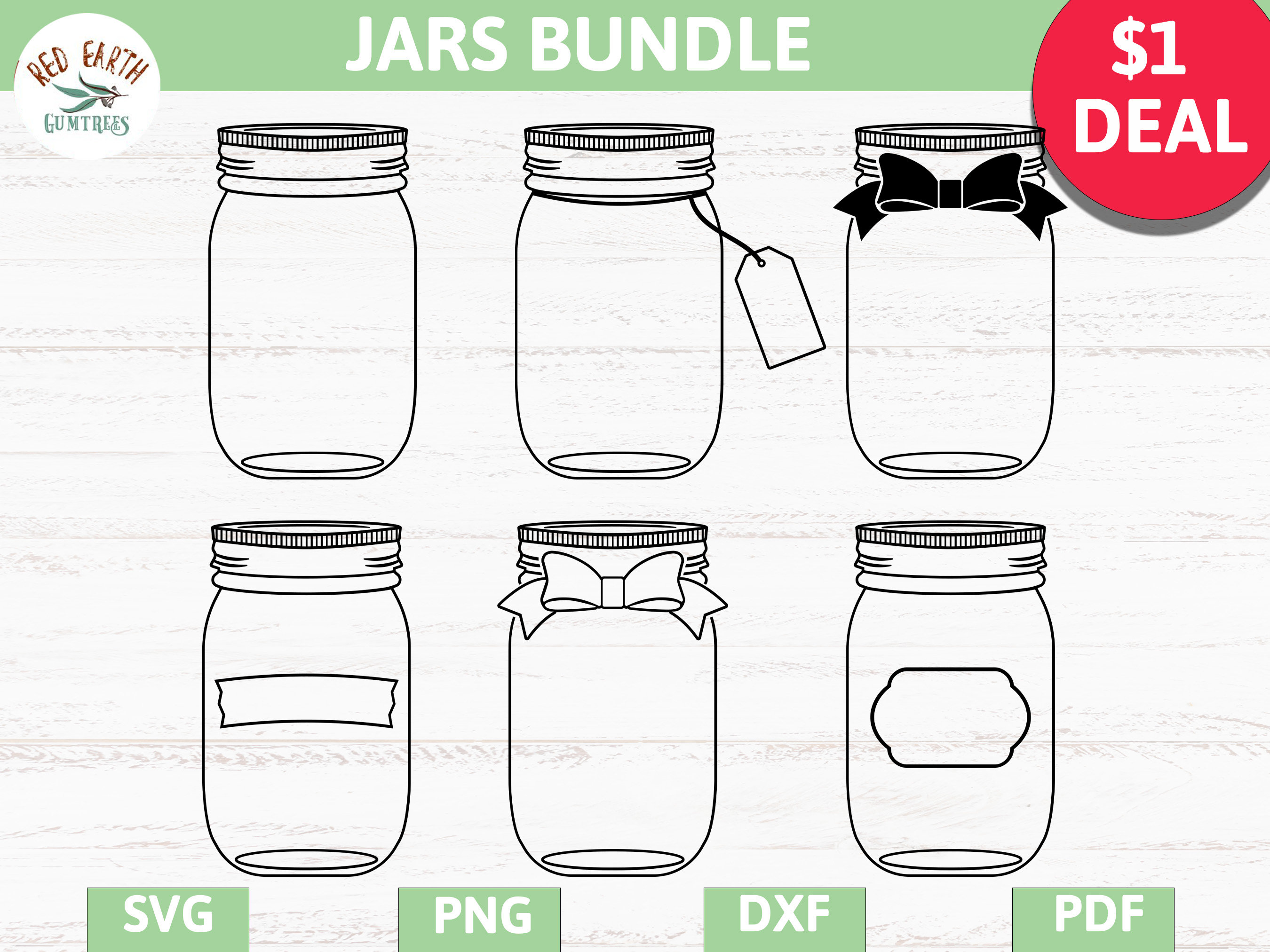 Mason Jar Clip Art Mason Jar Cut File Digital Download Etsy