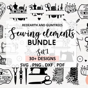 Bundle SVG à coudre, cadre monogramme à coudre, fichiers coupés, floral couture svg, svg de courtepointe, coeur à coudre, machine à coudre SVG, artisanat Svg, SVG sur mesure