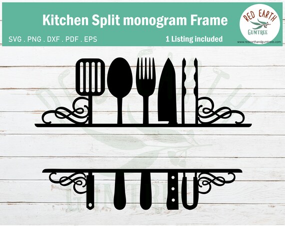 Download Kitchen Split Monogram Frame Rustic Kitchen Monogram Etsy