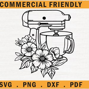 Keukenmixer SVG, keukenmixer svg, keukenmixer svg, bloemen Baker svg, bloemen keukenmixer svg, bloem baker keukenmixer svg, kok svg