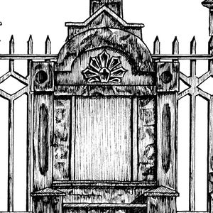 New Orleans Tombs Black and White NOLA Cemetery Art, Pen and Ink Sketch, Graveyard Drawing, Tombstone, Religious, Voodoo 画像 7