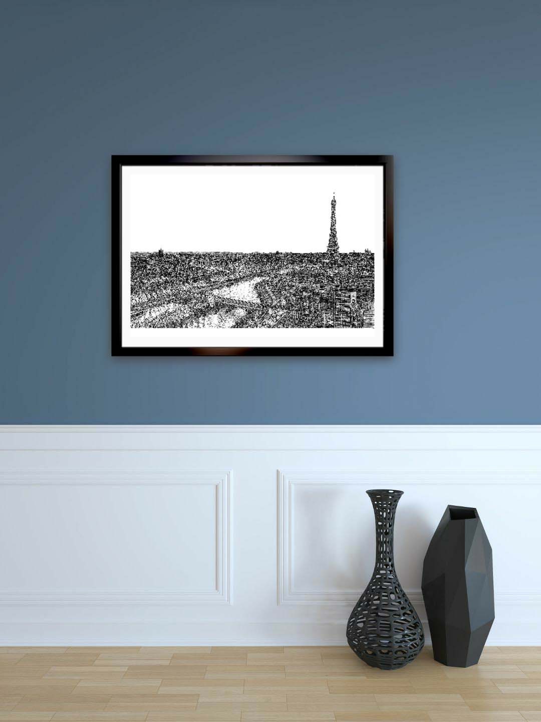 Paris Skyline Print - Black and White - France Architecture