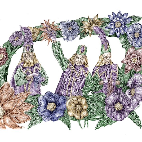 mardi gras float sketch