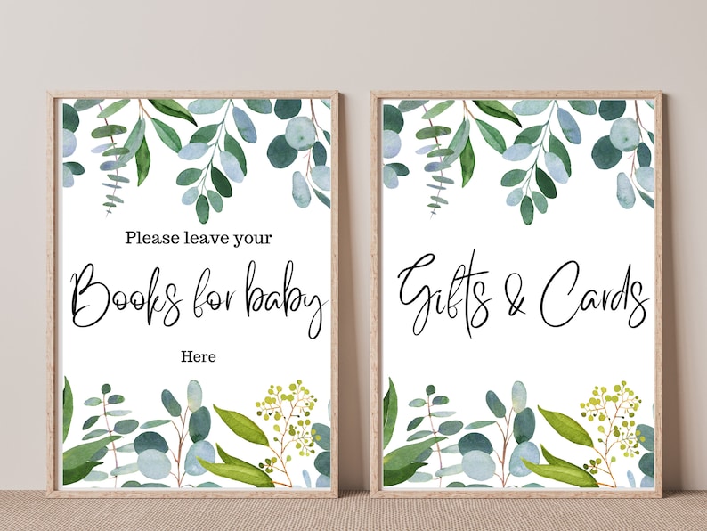 Greenery Oh Baby Shower Decor, Printable Signs for Baby Shower, 4 Signs ...