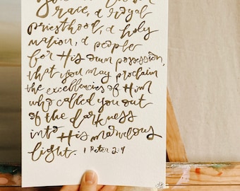 A Chosen Race- 7” x 10” Hand-Lettered Original Calligraphy Wall Art-