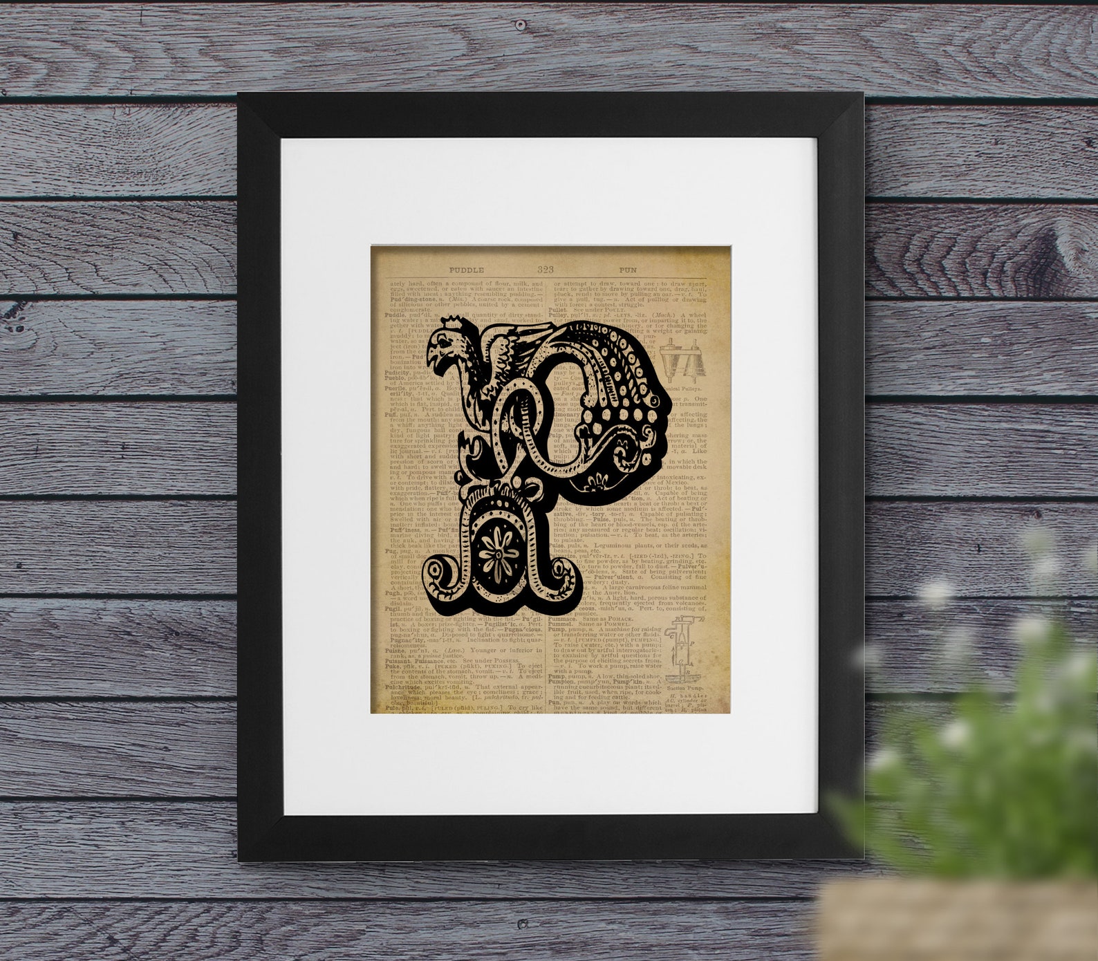 Letter P typography alphabet Printable. Dictionary page art. Etsy