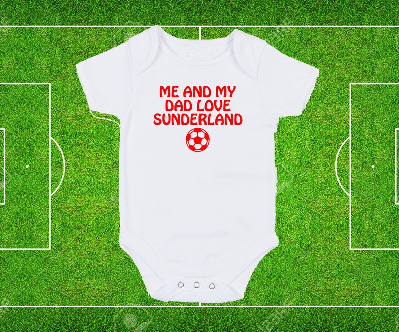 Sunderland Me and My Dad Grandad Love Football fan White Baby Grow Bodysuit