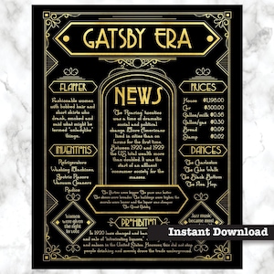 The Great Gatsby decoration, Art Deco poster, Great Gatsby prop