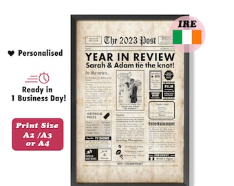 Irish First Wedding Anniversary Digital Poster, Gift For Couple, Personalised Printable Present