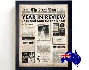 1st anniversary gift - 2022 Australian newspaper printable with own photo