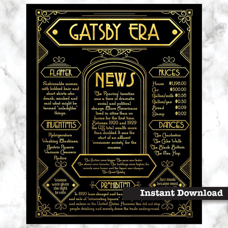 The Great Gatsby decoration Art Deco poster Great Gatsby Etsy