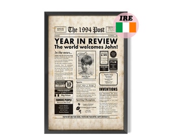 IRISH 30th Birthday Gift, 1984 Newspaper From Year You Were Born