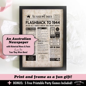 AUSTRALIAN 80th Birthday Decoration 1944 Instant Download Poster image 2