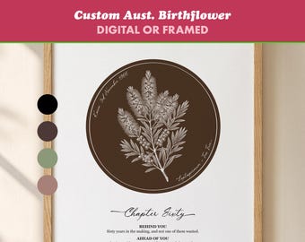 Australian Birth Flower Personalised Next Chapter Poem, 60th Birthday Gift Framed or Digital
