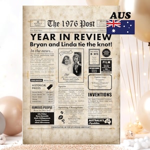 Australian 50th Anniversary Sign - Golden Wedding Anniversary Decoration - Framed & Digital Option - Aussie Seller image 1