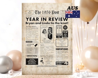 Australian 50th Anniversary Sign - Golden Wedding Anniversary Decoration - Framed & Digital Option - Aussie Seller