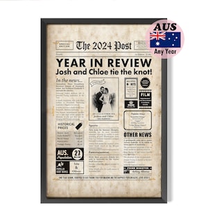 First Wedding Anniversary Gift - 2024 Personalised Print - Digital or Framed - Australian Seller