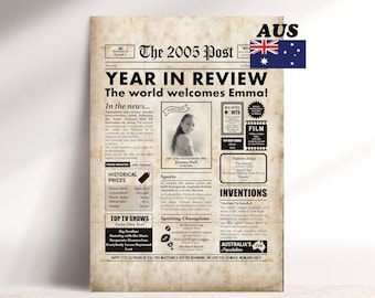 Personalised 2005 Australian 21st Birthday Newspaper Poster (Digital or Framed)