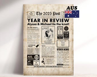 Australian 1st Anniversary Newspaper Print - Keepsake (Digital Option Available)