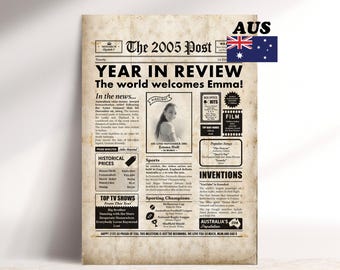 2005 Newspaper 21st Birthday Gift, Australian News Print (Digital or Framed)