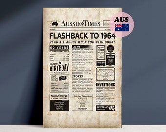 60 Years Ago Back In 1964 Australian Newspaper Digital Download, Print A2, A3 or A4 Size.