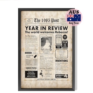Jornal australiano de 40º aniversário, 1985, retrospectiva, presente para marido ou mulher, opções digitais e emolduradas, vendedor australiano genuíno