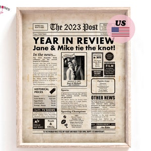 1st Anniversary 2023 Newspaper Gift For Husband or Wife, 1 Year Wedding Anniversary Gift For Couple, 1st Wedding Anniversary Newspaper