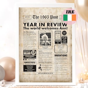 Presente de aniversário de 60 anos da Irlanda, fatos sobre o jornal de 1965 para impressão personalizada