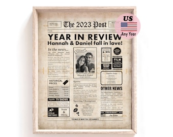 Dating Anniversary Gift For Him, Personalized 'Fall In Love' Newspaper Printable