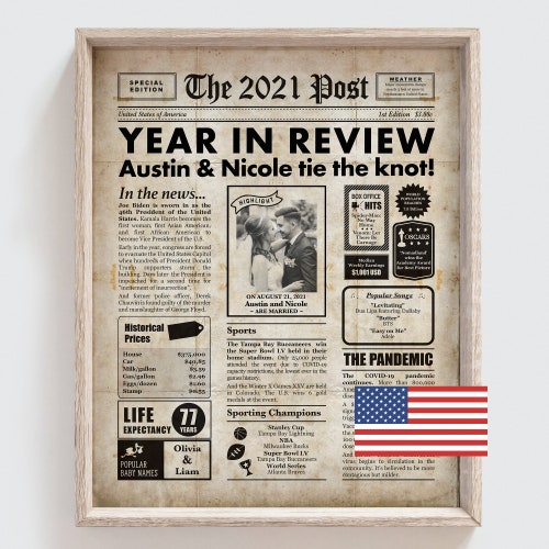 Personalized Newspaper Anniversary Poster With Photo 2021 Etsy