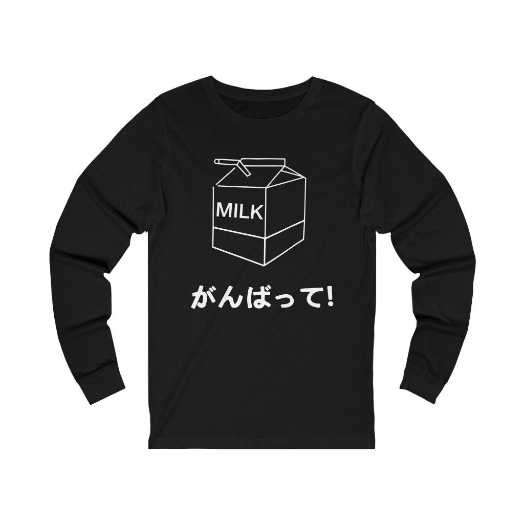 Image of Japanese Milk - Unisex Long Sleeve Tee Aesthetic T-Shirt, Japanese Shirt, Aesthetic, Aesthetic Clothing, Japanese T-Shirt, Japan