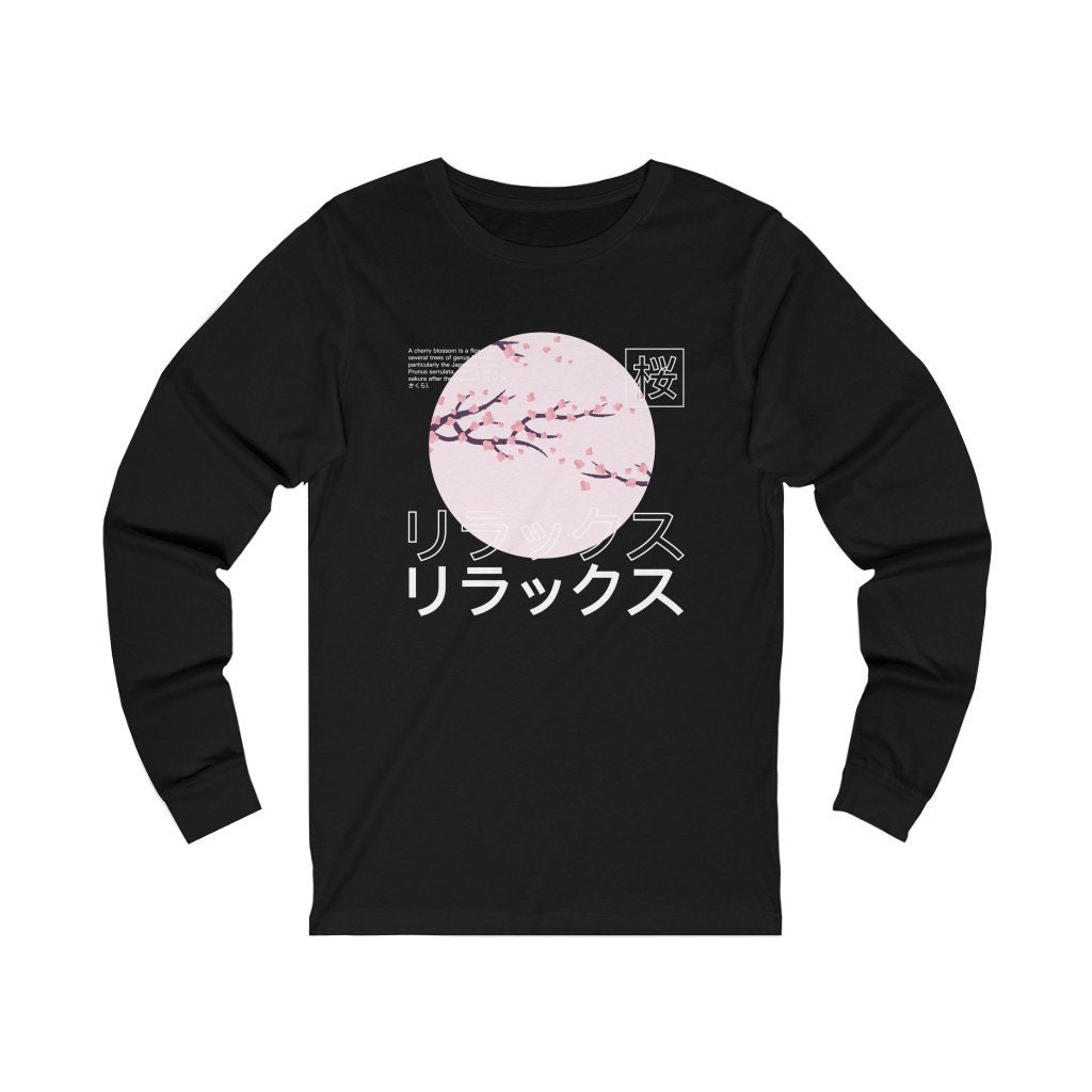 Image of Japanese Blossom - Unisex Long Sleeve Tee Aesthetic T-Shirt, Japanese Shirt, Aesthetic, Aesthetic Clothing, Japanese T-Shirt, Japan