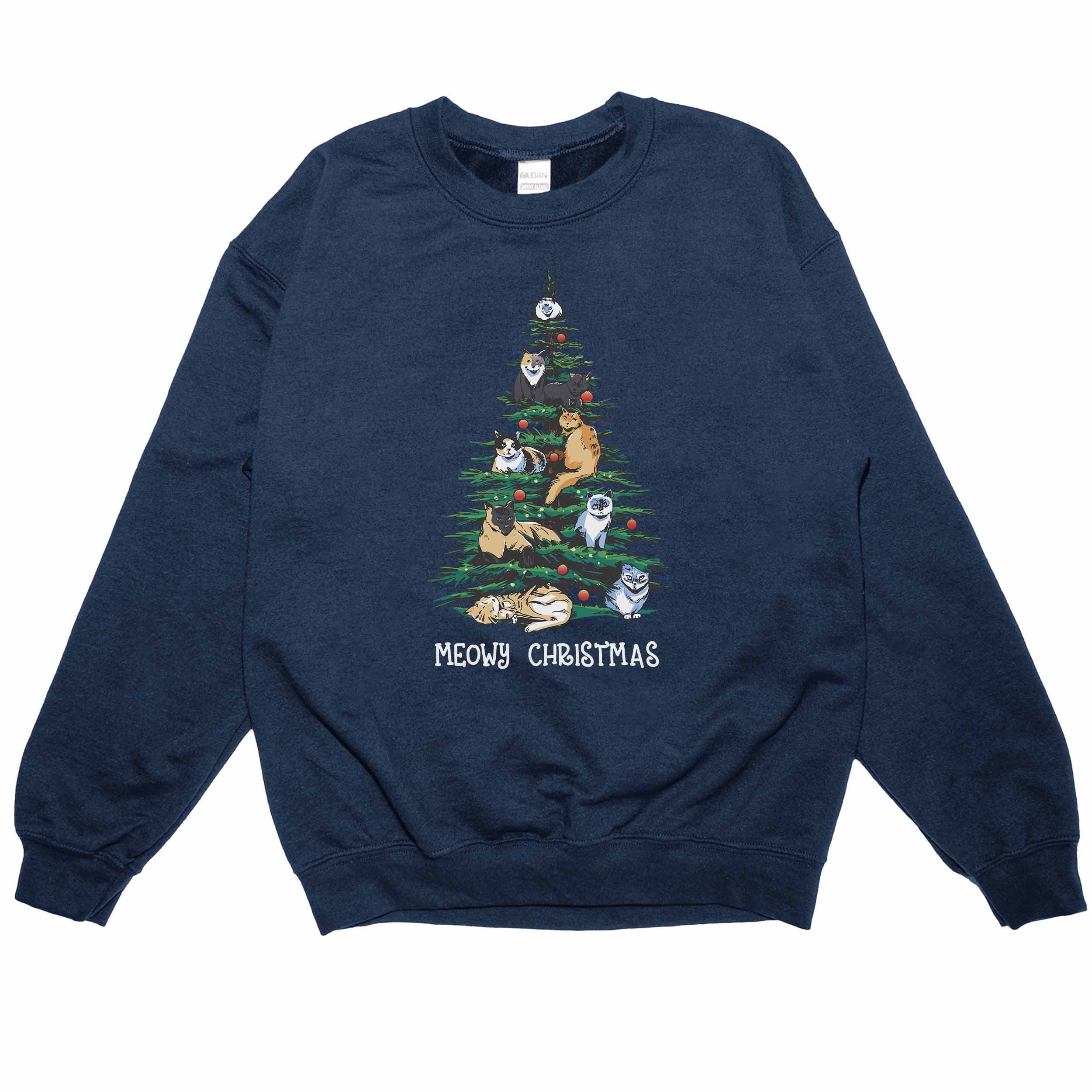 Discover Christmas Cat Sweatshirt Or Hoodie For A Christmas Outfit - Christmas Sweater, Cat Shirt, Cat Christmas graphic Tee, Christmas Crewneck sweatshirts