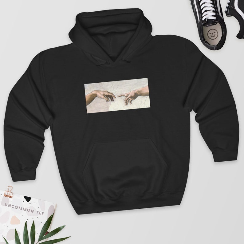 Creation of Adam, Hoodie, Aesthetic Hoodie,Renaissance,Aesthetic,Aesthetic Clothing, Trending, Michelangelo, Minimal 