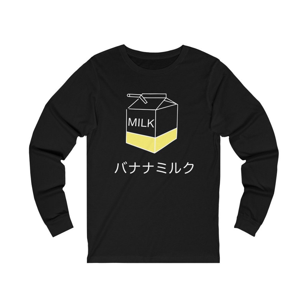 Image of Japanese Banana Milk - Unisex Long Sleeve Tee Aesthetic T-Shirt, Japanese Shirt, Aesthetic, Aesthetic Clothing, Japanese T-Shirt, Japan