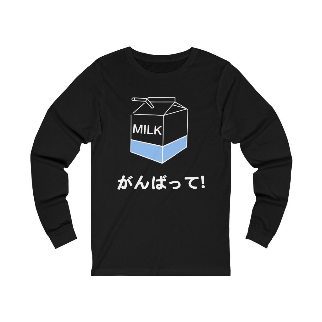 Image of Japanese Milk - Unisex Long Sleeve Tee Anime, Japanese, Manga, Kawaii Shirt, Cute Kawaii, Aesthetic Clothing