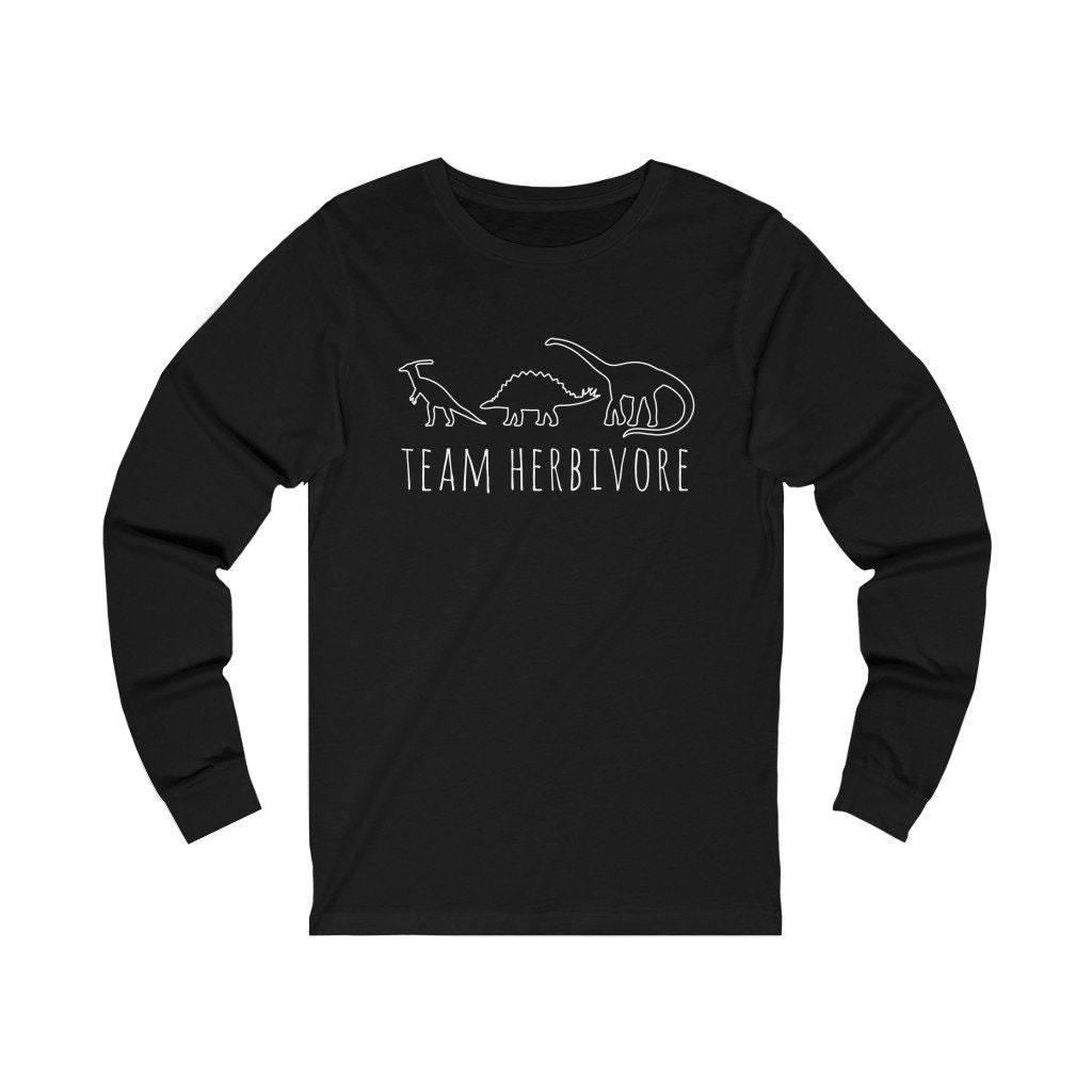 Image of Team Herbivore - Unisex Long Sleeve Tee Vegan Shirt, Veganism, Veggie Dinosaur Dinos