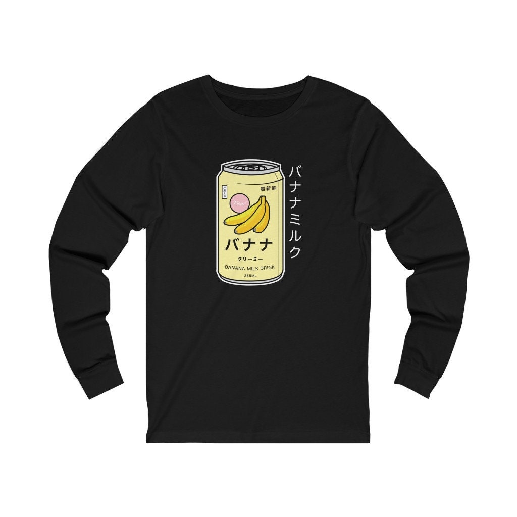 Image of Japanese Banana Drink - Unisex Long Sleeve Tee Aesthetic T-Shirt, Japanese Shirt, Aesthetic, Aesthetic Clothing, Japanese T-Shirt, Japan