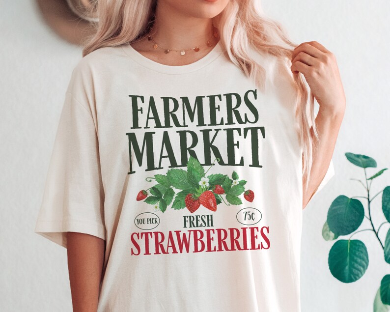 Farmers Market Fresh Strawberries T Shirt for a Cottagecore - Etsy